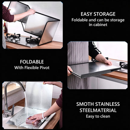 Stainless Steel Anti Splatter Shield Guard, Foldable Splatter Screen for Stove Frying Cooking