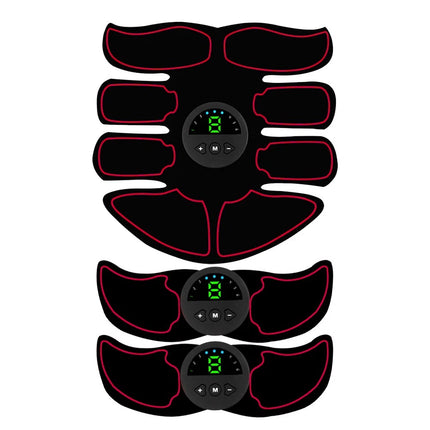EMS Rechargeable Abdominal Arms Hips Stimulator Muscle Trainer For Gym Fitness 6 Mode 19 Intensity Red
