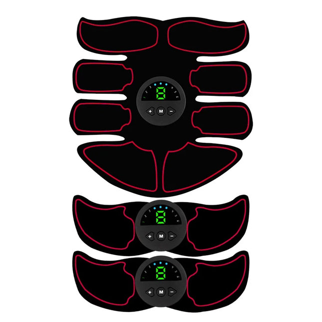 EMS Rechargeable Abdominal Arms Hips Stimulator Muscle Trainer For Gym Fitness 6 Mode 19 Intensity Red