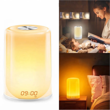 7 Color Wake up Light Sunrise Alarm Clock LED Touch Bedside Sounds Night Lamp