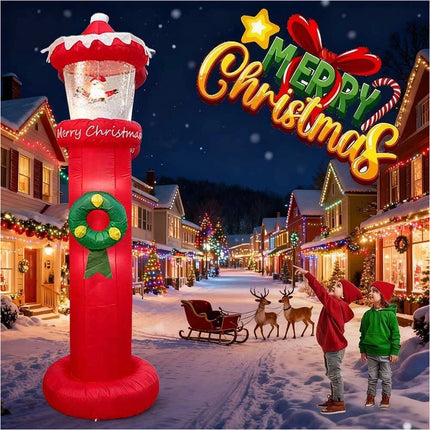 Christmas Inflatables Outdoor Decorations Magical Snow Blowing Door Lighthouse