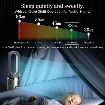 Black 2-in-1 Cooling & Heating Bladeless Tower Fan with Remote
