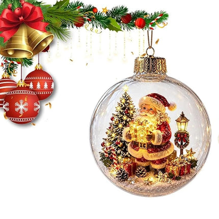 Glowing Christmas Story Ornament, Light-Up Holiday Scene Gift Party Decoration (Light-Santa)