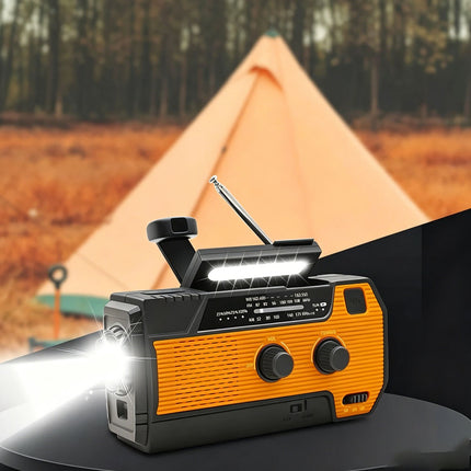 Emergency Wind Up Solar Radio Hand Crank Power Bank FMAM Charger Torch 4000mAh