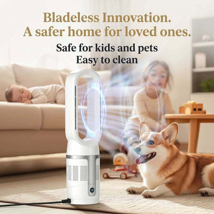 Bladeless Tower Fan 3In1 CoolHot Purifier Remote Control Space Heater Airflow Purification