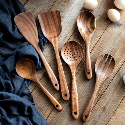 Wooden Utensils Set For Kitchen Messon Handmade Natural Wooden Cooking Spoons