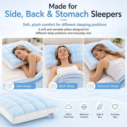4 Color Puff Pillow Supportive Cloud Grid Breathable Soft Sleeping Cooling Puff Pillows