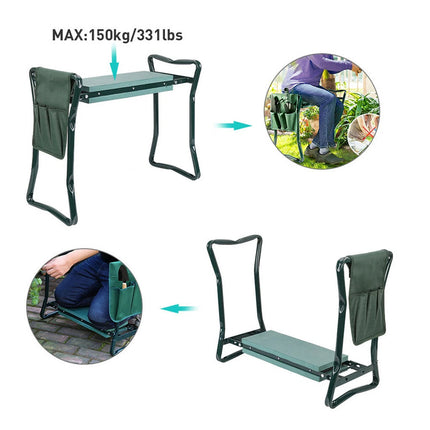 3-IN-1 Garden Kneeler, Padded Seat Stool with Gardening Work Tool Bag