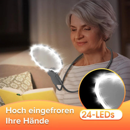 5X Extra Large Magnifying Glass With 24 LED Light Wearable Reading Magnifier NEW