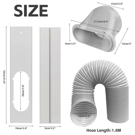 Portable Air Conditioner Spare Parts Gob+Window Slide Kit Plate +Hose 15cm 1.8M