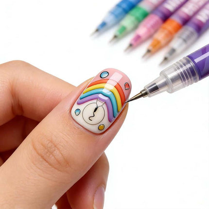 12Pcs 3D Nail Art Drawing Pen Waterproof Painting Liner Drawing Embellishing