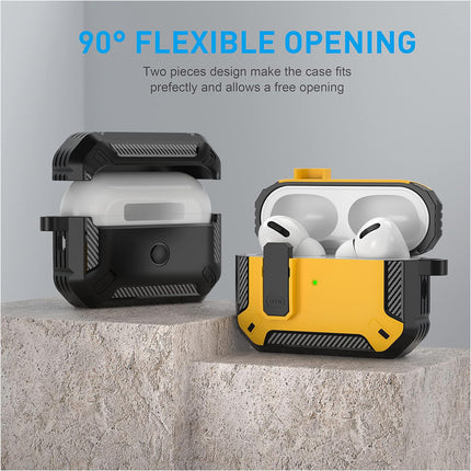 Yellow Armor Case For Apple AirPods Pro, Heavy Duty Shockproof Earphone Protective Cover