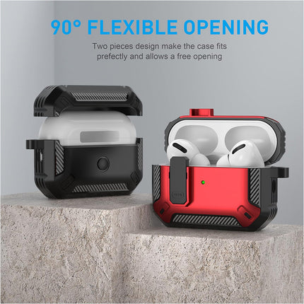Red Armor Case FOR Apple AirPods Pro, Heavy Duty Shockproof Earphone Protective Cover