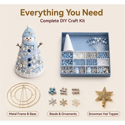 Handmade DIY Beaded Snowman Material Pack Festive Tabletop Decor