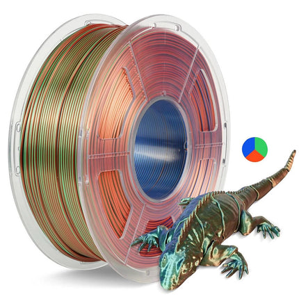 SILK PLA+ 3D Printer Filament 1.75mm 1.1KG, Dual-Color Tri-Colour Shiny for FDM