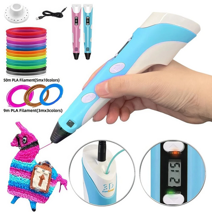 3D Printing Pen Kit with 59m PLA Filament USB Adjustable Temperature PLA ABS Compatible