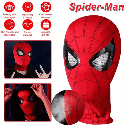 Spiderman Mask with Ring Remote Control Eye Closing Blinking Eyes Helmet Cosplay