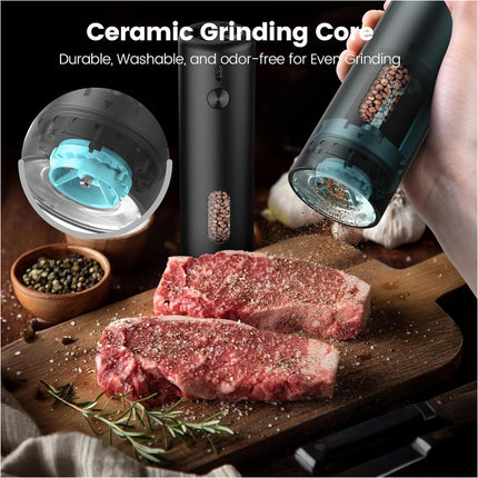2pc Electric Salt And Pepper Grinder Set, Rechargeable Salt And Pepper Mill