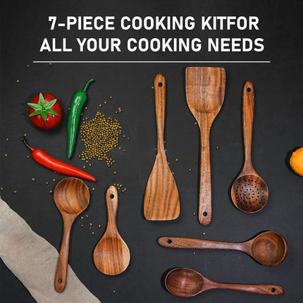 Wooden Utensils Set For Kitchen Messon Handmade Natural Wooden Cooking Spoons