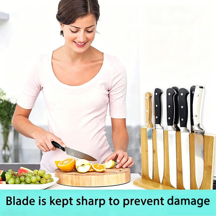 30cm Bamboo Knife Storage Rack Cutlery Holder Kitchen Organizer