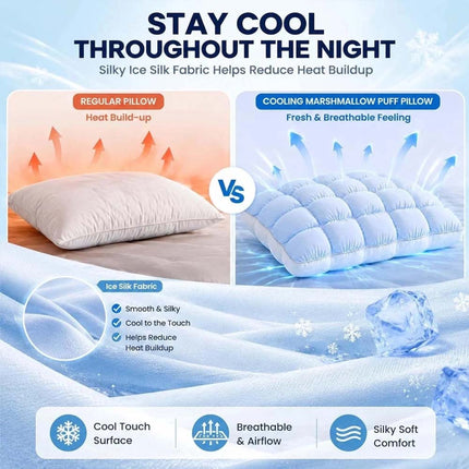 4 Color Puff Pillow Supportive Cloud Grid Breathable Soft Sleeping Cooling Puff Pillows