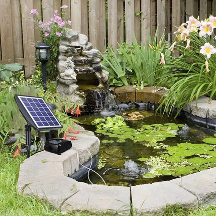 Black Solar Powered Oxygenator Air Pump Fish Pond Pool Water Oxygen Aerator Outdoor