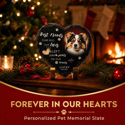 Personalized Engraved Memorial Slate Plaque Stone Heart Grave Marker Pet Dog Cat