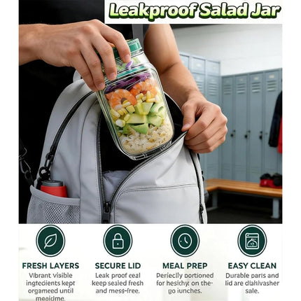 2Pcs Upgrade Salad Container Leakproof Salad Jar Meal Prep Salad Pod Side Opening