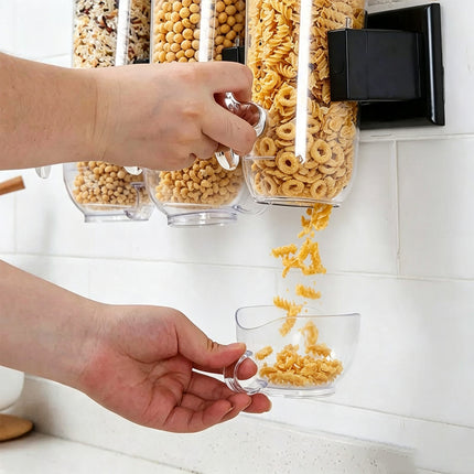 Wall-Mounted Cereal Dispenser Grain Grocery Storage Jar Dry Food Container Box