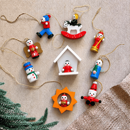 Boxed Set Wooden Ornaments Christmas Tree Hanging Set Holiday Decor