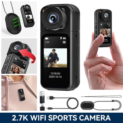 2.7K Portable WiFi Camera Thumb Action Camera Pocket Cam with Lanyard