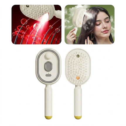 Beige Electric Scalp Massage Comb Red Light Hair Care Brush Rechargeable Head Massager