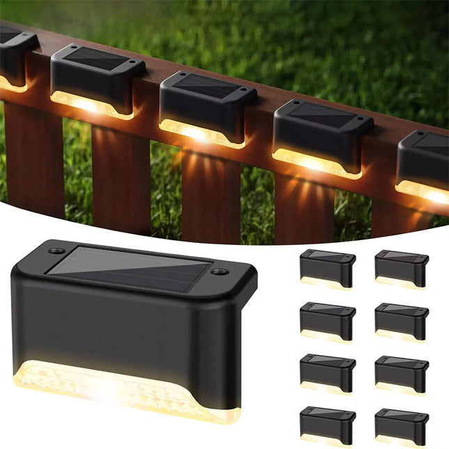8PCS Outdoor Solar LED Deck Lights | Garden Pathway Patio Step Fence Stair Lamps