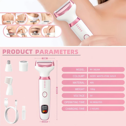 Bikini Trimmer for Women,USB Bikini Shaver,4-in-1 Electric Razors Wet & Dry