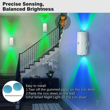 Body Motion Sensor LED Night Light Stairs Doorway Bedside Toilets RGB Wall Lamp