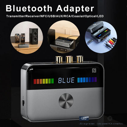Wireless Bluetooth 5.3 Audio Transmitter Receiver HiFi Music Adapter AUX RCA NFC