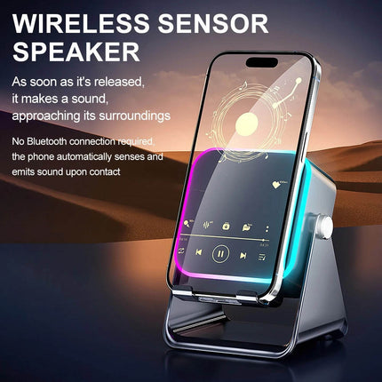 5-in-1 Wireless Induction Bluetooth Speaker Adjustable Phone Stand,Rechargeable