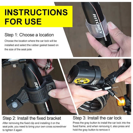 Cycling Bike Bicycle Anti Theft Alarm Lock Chain with Alarm Bike Security Alarm