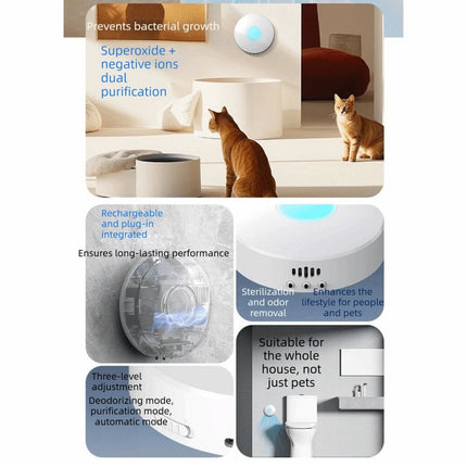 Air Purifier for Pets Rechargeable Air Purifier Quiet Pet Odor Eliminator Indoor