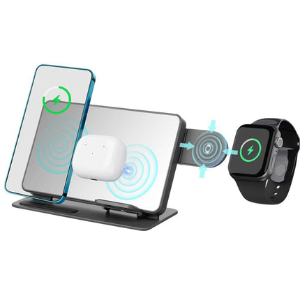 4 in 1 Foldable Wireless Charger Fast Charging Station for Watch iPhone Earphone