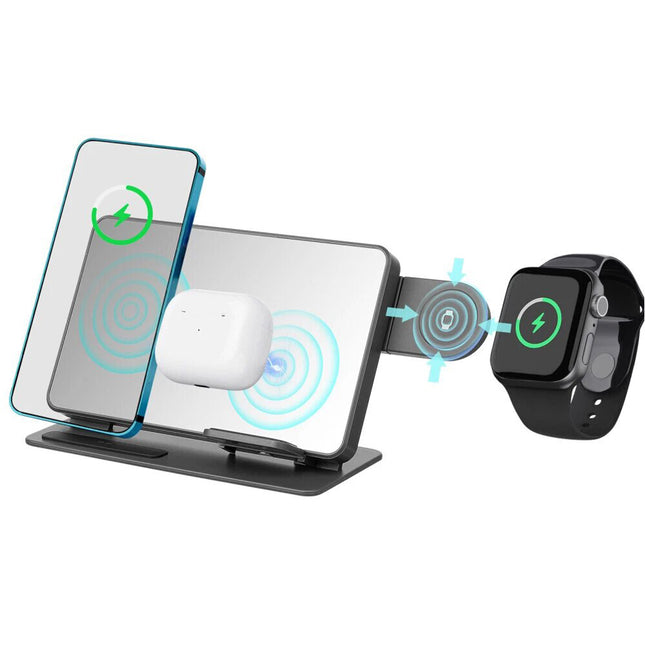4 in 1 Foldable Wireless Charger Fast Charging Station for Watch iPhone Earphone