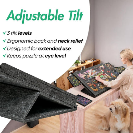 1000 Piece Puzzle Board  Tilting Felt Surface 2-in-1 Stand & 6 Drawers