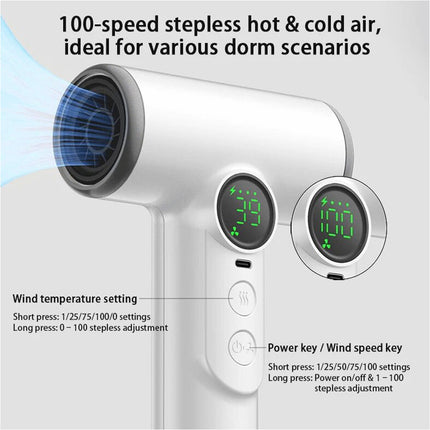 Rechargeable Wireless Portable Hair Dryer Fast Drying High Speed Blow Dryer