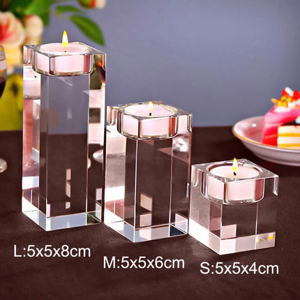 Modern Crystal Glass Cube Candle Holder Tealight Romantic Wedding Christmas Déco 3 Size/Set