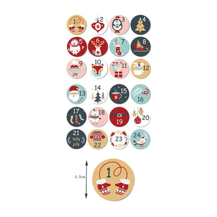 24PCS Advent Calendar Christmas Calendar XMAS for filling Christmas Bag Decor