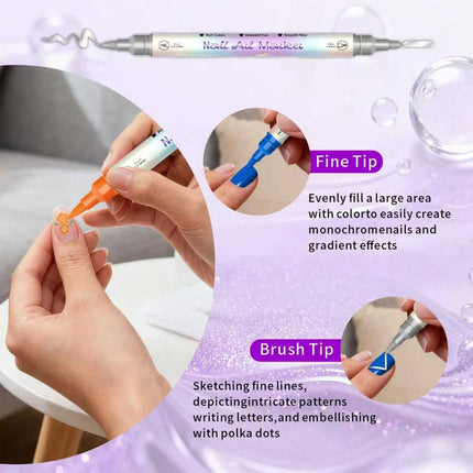12 Colors Nail Art Pens Set, 2027 New Nail Art Markers Polish Pens for 3D Nail