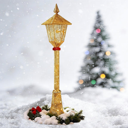 Christmas Lamp Post with LIghts Indoor Outdoor Solar and Plug in Light Garden