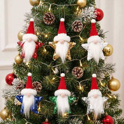 1Pcs DIY Sequin Star Christmas Pendant Xmas Tree Christmas Decor Window Decor