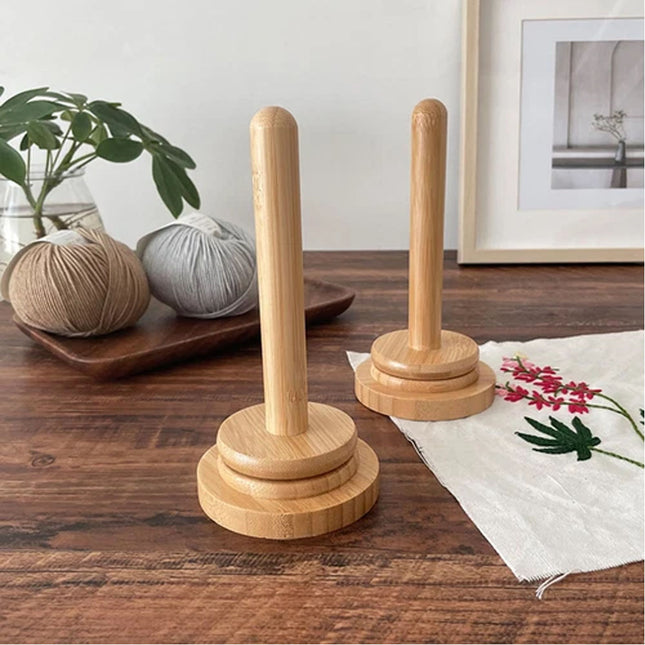2PC Wooden Yarn Holder Rotating Yarn Storage Wool & Thread Holder for Knitting