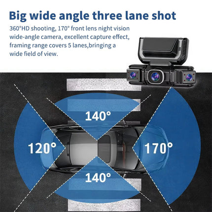 4 Ch Dash Cam 5GHz WiFi Front Rear and Inside with Night Vision G-Sensor for Car